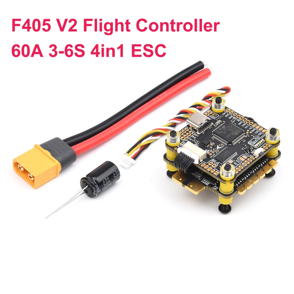 F4 F405 V2 Betaflight Flight Controller 60A 3-6S 4in1 BLheli_S DSHOT300/600 ESC Stack for FPV Racing Drone RC Models
F4 F405 V2 Betaflight Flight Controller 60A 3-6S 4in1 BLheli_S DSHOT300/600 ESC Stack for FPV Racing Drone RC Models