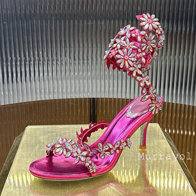 Sandals Women Snake Shaped Coiled Ankle Strap Colorful Crystal Flower High Heels Sandaials Summer Party Banquet Wedding Shoes
Sandals Women Snake Shaped Coiled Ankle Strap Colorful Crystal Flower High Heels Sandaials Summer Party Banquet Wedding Shoes