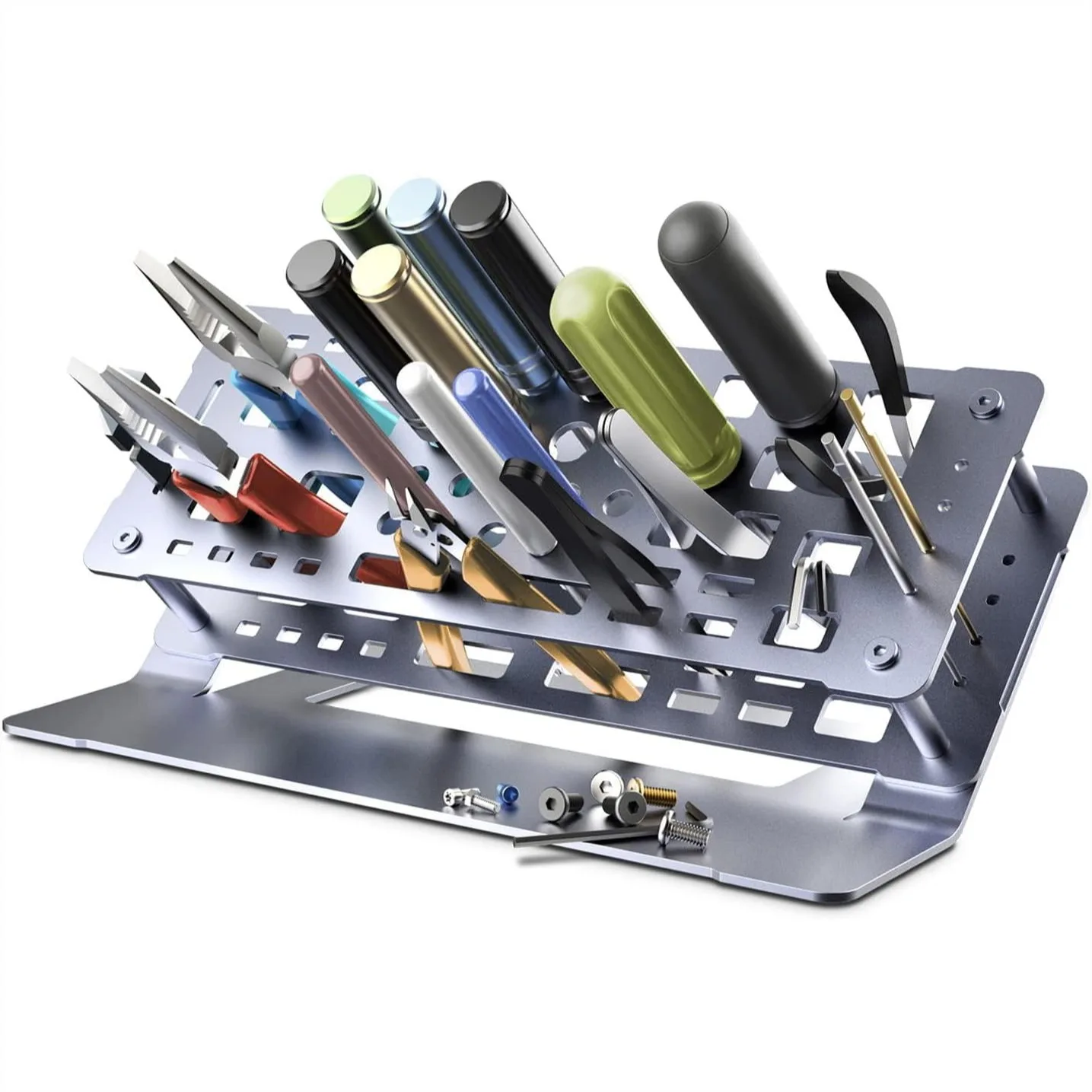 Screwdriver Rack, Metal Tool Storage Holder for Desk Top, Aluminum Alloy Double Layer Organizer, Dark Grey
Screwdriver Rack, Metal Tool Storage Holder for Desk Top, Aluminum Alloy Double Layer Organizer, Dark Grey