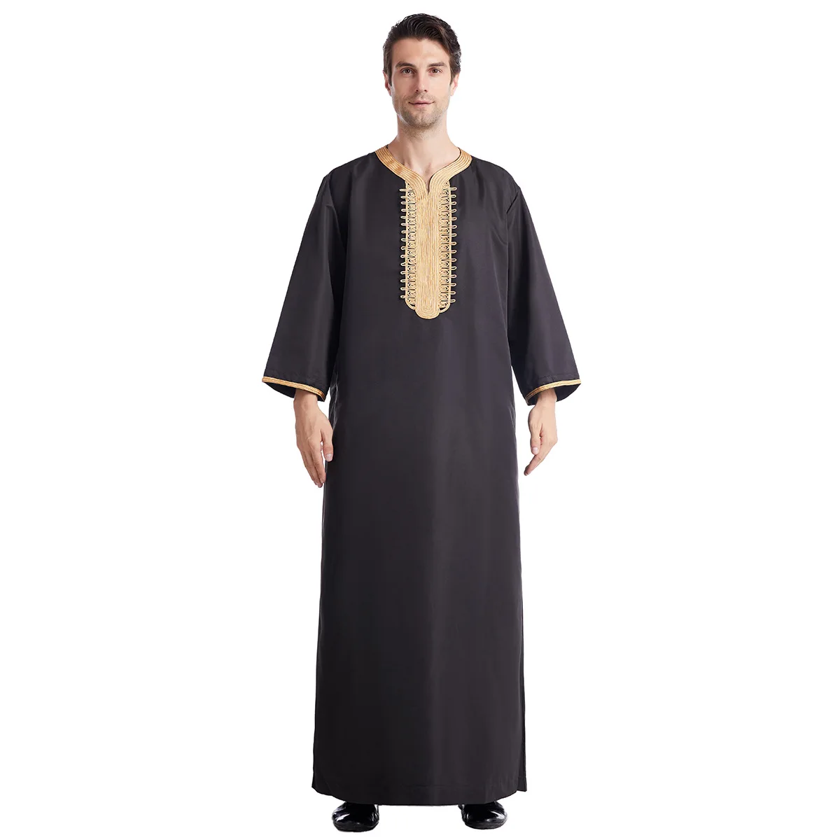 Men Casual Suit in Black Color Muslim Thobe Long Sleeve Embroidery Jacket Kaftan Dubai Jubba for Party Dress
Men Casual Suit in Black Color Muslim Thobe Long Sleeve Embroidery Jacket Kaftan Dubai Jubba for Party Dress
