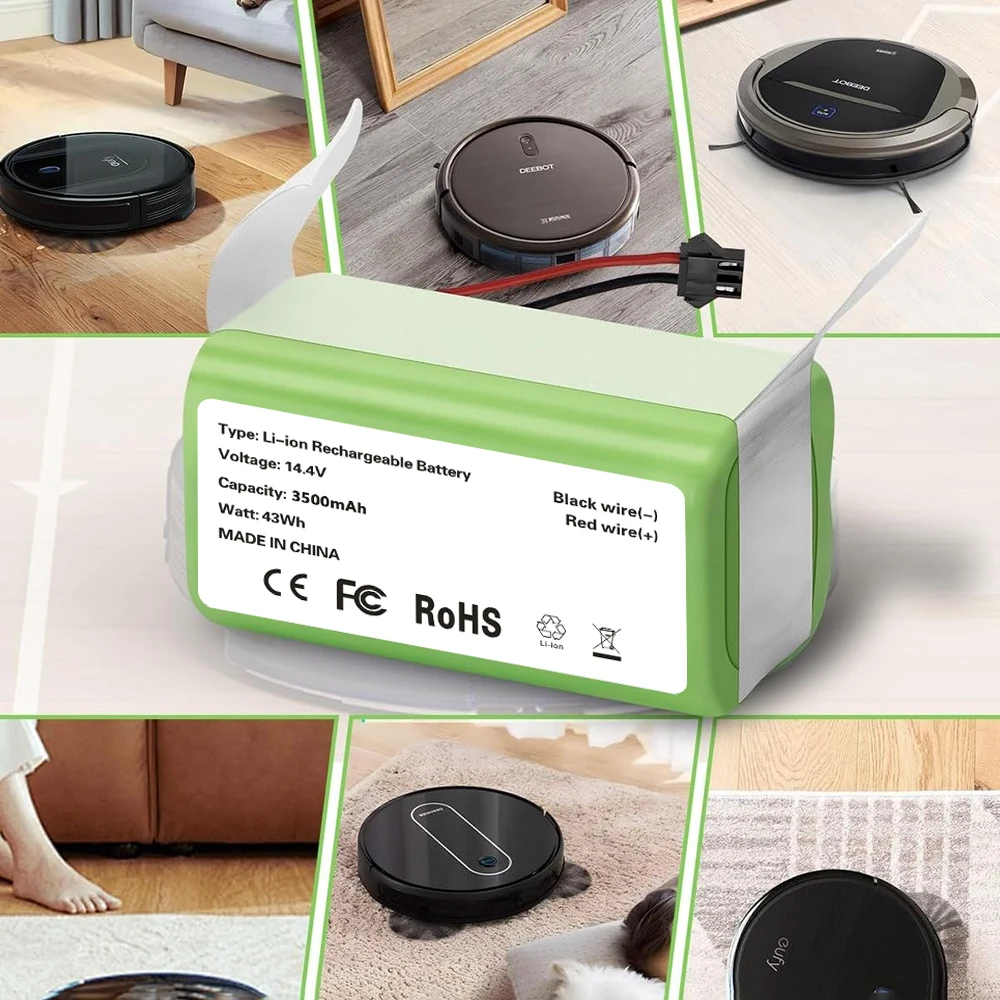 14.4V 3500mAh Rechargeable Battery for Eufy RoboVac 11S 30 25C 15C 35C G10 G20 G30 Edge PA04 Replacement Vacuum Battery
14.4V 3500mAh Rechargeable Battery for Eufy RoboVac 11S 30 25C 15C 35C G10 G20 G30 Edge PA04 Replacement Vacuum Battery