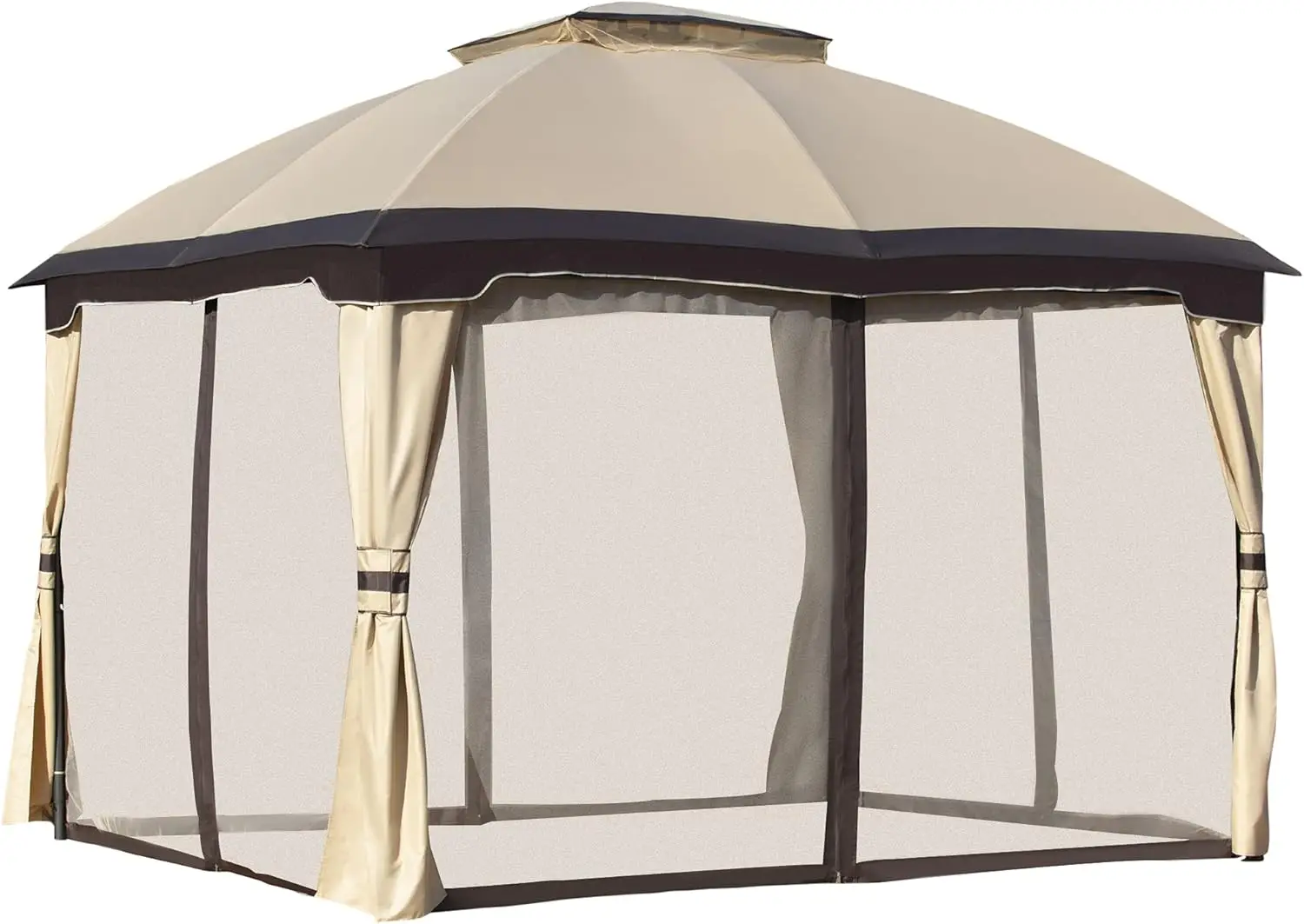 10' x 12' Outdoor Gazebo, Patio Gazebo Canopy Shelter w/Double Vented Roof, Zippered Mesh Sidewalls, Solid Steel Frame, Beige
10' x 12' Outdoor Gazebo, Patio Gazebo Canopy Shelter w/Double Vented Roof, Zippered Mesh Sidewalls, Solid Steel Frame, Beige