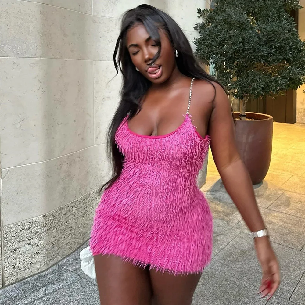 Weird Puss Fluffy Furry Women Dress Chain Sling Sleeveless Backless Skinny Elastic Waist Mini Robe Sexy Midnight Club Bodycon
Weird Puss Fluffy Furry Women Dress Chain Sling Sleeveless Backless Skinny Elastic Waist Mini Robe Sexy Midnight Club Bodycon