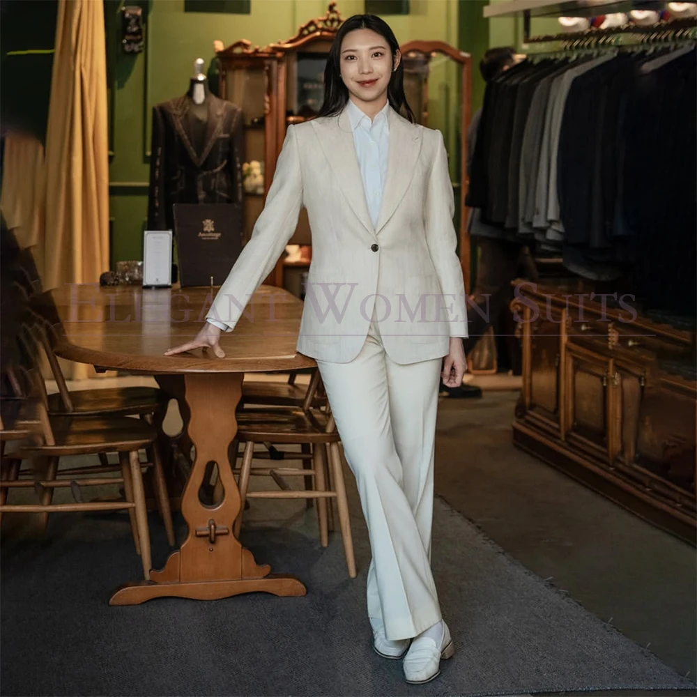 Linen Women's Suits Fashion One Button Peak Lapel Slim Fit 2 Piece Jacket Pants Sets Customized Female Clothing Outfits
Linen Women's Suits Fashion One Button Peak Lapel Slim Fit 2 Piece Jacket Pants Sets Customized Female Clothing Outfits