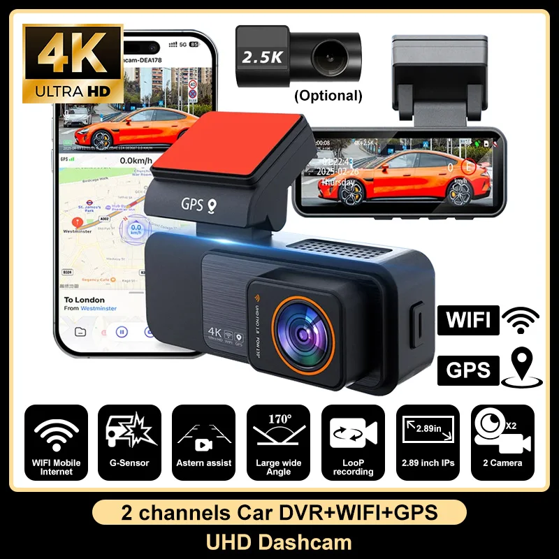 Видеорегистратор 4K+2.5K с двумя объективами, сенсором Sony Starvis, Wi-Fi, GPS, ИК ночным видением, широкоугольным обзором, мониторингом парковки и циклической записью
Видеорегистратор 4K+2.5K с двумя объективами, сенсором Sony Starvis, Wi-Fi, GPS, ИК ночным видением, широкоугольным обзором, мониторингом парковки и циклической записью