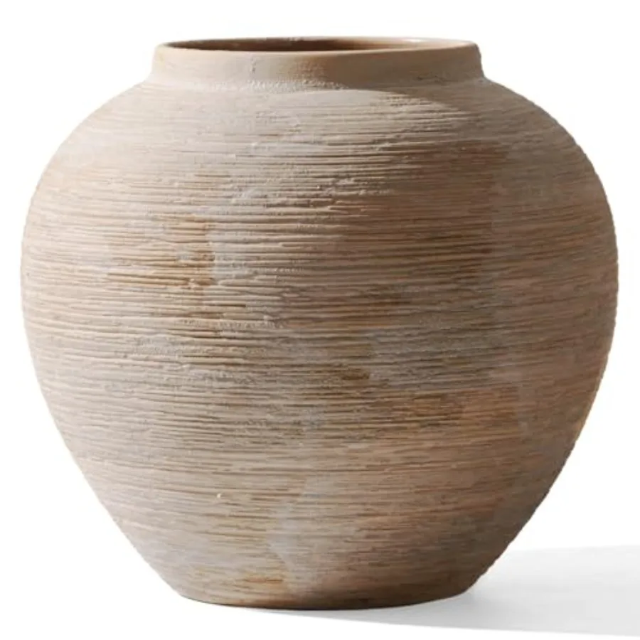 Large Rustic Ribbed Vase Home Decor - 8.8 in Ceramic Vintage Farmhouse Vases for Decor, Decorative Terracotta Round Bowl vase f
Large Rustic Ribbed Vase Home Decor - 8.8 in Ceramic Vintage Farmhouse Vases for Decor, Decorative Terracotta Round Bowl vase f