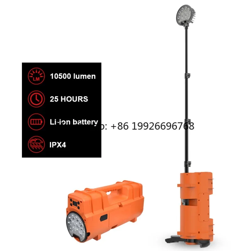 Portable 10500 Lumen LED Light Tower for Outdoor Use with DC Power Supply
Portable 10500 Lumen LED Light Tower for Outdoor Use with DC Power Supply