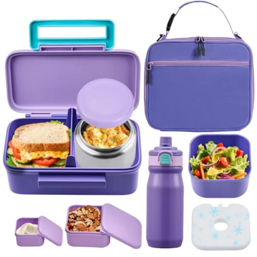Lunch Bento Box with 8oz Thermo Ice Pack Food Container with Insulated Lunch Bag Insulated Water Bottle with Straw for Girls Bo
Lunch Bento Box with 8oz Thermo Ice Pack Food Container with Insulated Lunch Bag Insulated Water Bottle with Straw for Girls Bo