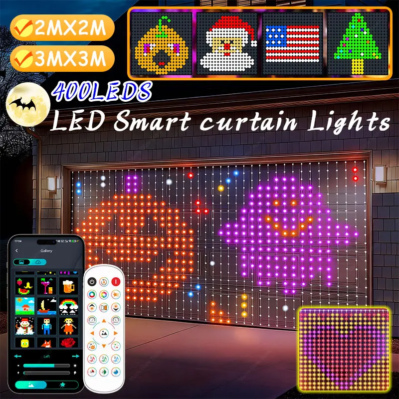 Светодиодные умные занавески, новогодняя гирлянда, приложение RGB, гирлянды, сделай сам, дисплей с изменением музыки для окна, украшение для рождественской комнаты
Светодиодные умные занавески, новогодняя гирлянда, приложение RGB, гирлянды, сделай сам, дисплей с изменением музыки для окна, украшение для рождественской комнаты