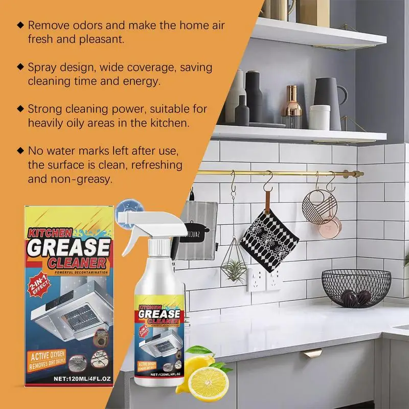 Degreaser Cleaner Spray 120ml Household Kitchen Grease Washer Multi-Purpose Kitchen Cleaning Tool For Countertops Range Hoods
Degreaser Cleaner Spray 120ml Household Kitchen Grease Washer Multi-Purpose Kitchen Cleaning Tool For Countertops Range Hoods