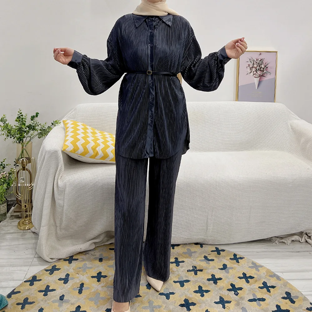 Модное мусульманское кимоно Абая Рамадан Дубай Турция Ид Исламские свободные удобные платья Сплошной цвет Плиссированный комплект из двух предметов для женщин
Модное мусульманское кимоно Абая Рамадан Дубай Турция Ид Исламские свободные удобные платья Сплошной цвет Плиссированный комплект из двух предметов для женщин