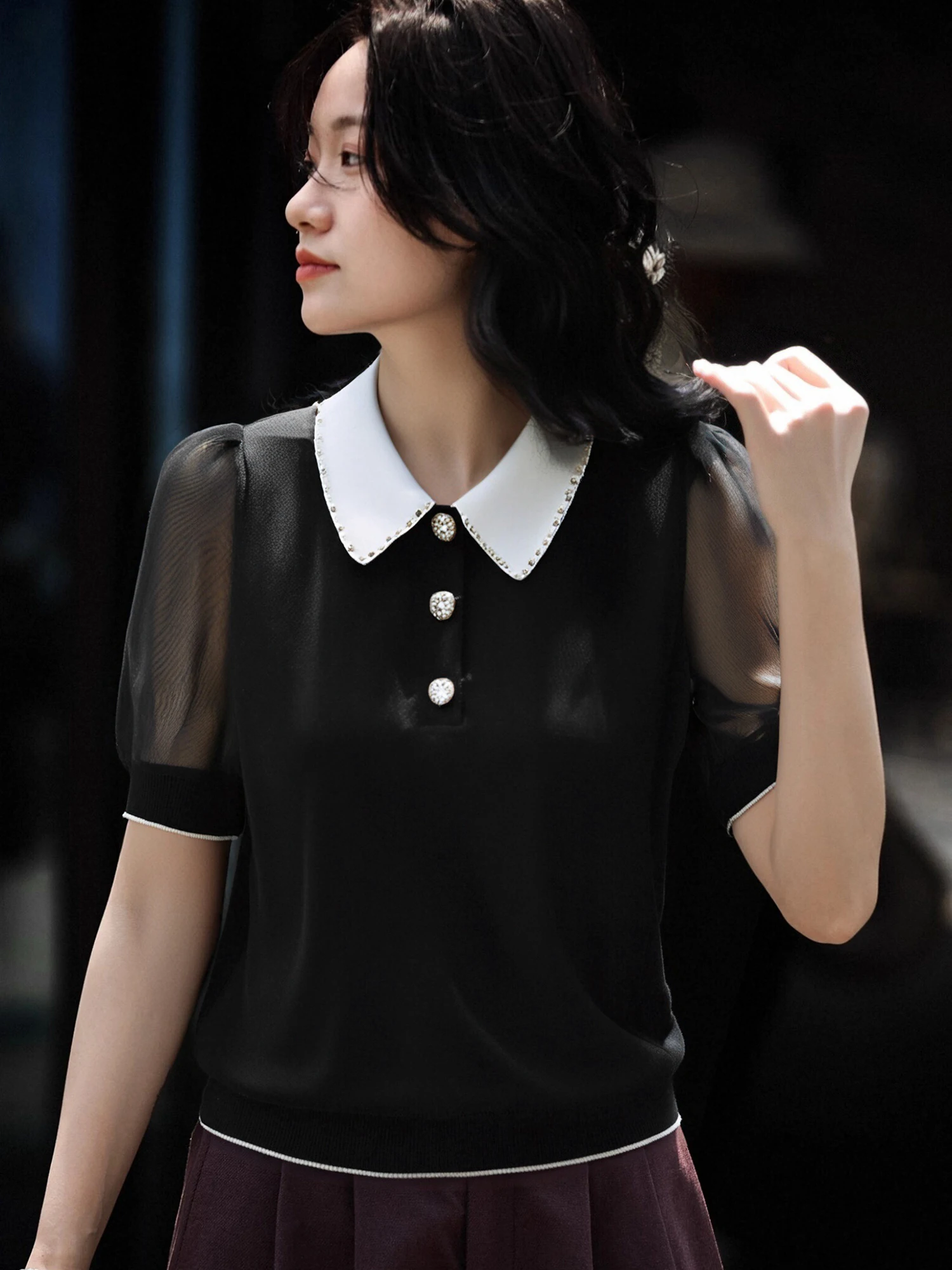 Chivirin Summer Faion Loose Knitted Top Bubble Sve Turn-down Collar ort Sve Women's Premium Quali Straight Cut Bl...
Chivirin Summer Faion Loose Knitted Top Bubble Sve Turn-down Collar ort Sve Women's Premium Quali Straight Cut Bl...