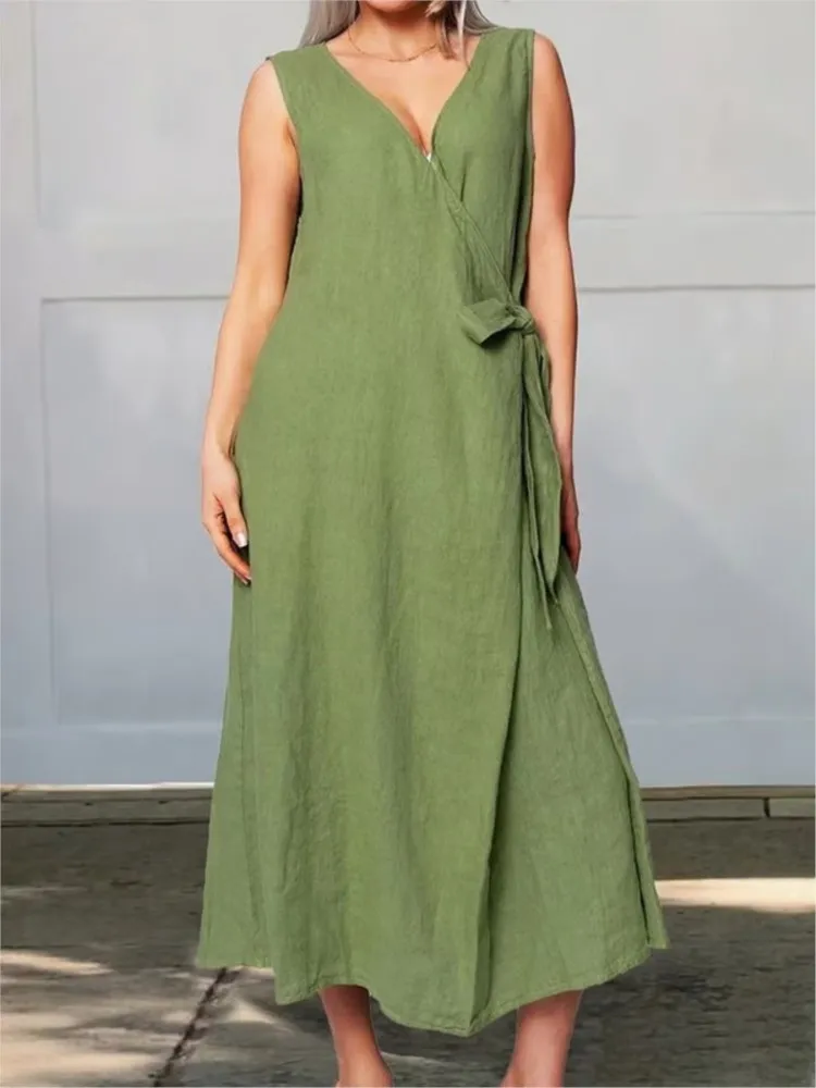 Women's Solid Loose Dress Casual Sexy V Neck Sleeveless Spaghetti Strap Lace-up Dresses Lady Fashion Holiday Womens Clothing New
Women's Solid Loose Dress Casual Sexy V Neck Sleeveless Spaghetti Strap Lace-up Dresses Lady Fashion Holiday Womens Clothing New