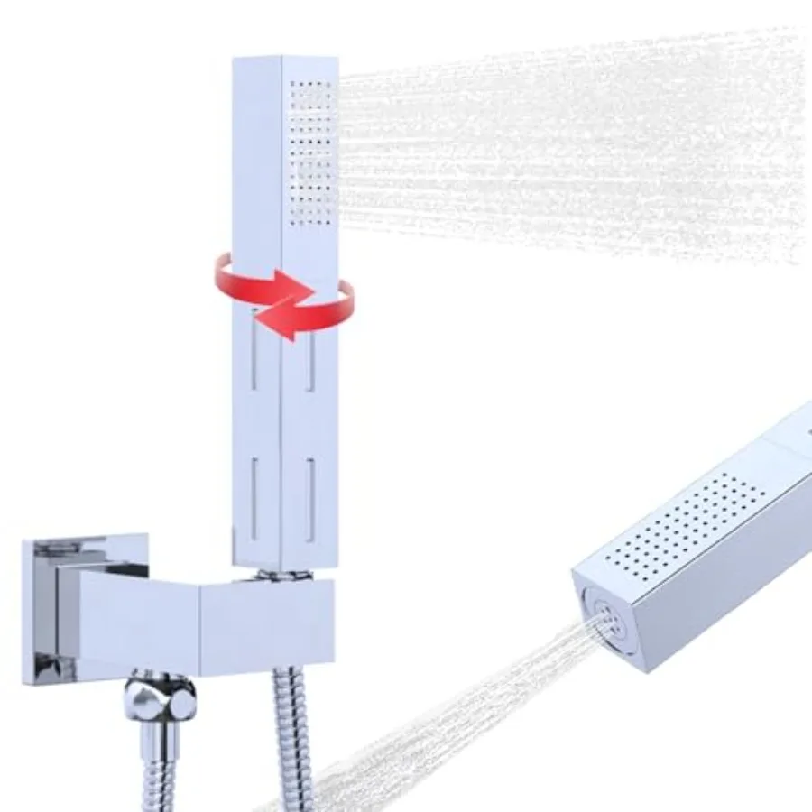 2 Settings Handheld Sprayer High-Pressure Shower Head with 59inch Flexible Hose, Square 2 in1 Model Solid Brass Adjustable Show
2 Settings Handheld Sprayer High-Pressure Shower Head with 59inch Flexible Hose, Square 2 in1 Model Solid Brass Adjustable Show