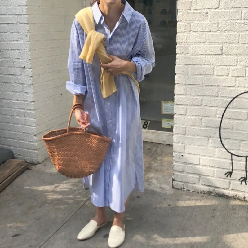 Korean Baseic Dresses Loose Fashion Streetwear Style Polo Collar Flare Sleeve Striped Patchwork Color Mid Waist Pullover Dresses
Korean Baseic Dresses Loose Fashion Streetwear Style Polo Collar Flare Sleeve Striped Patchwork Color Mid Waist Pullover Dresses
