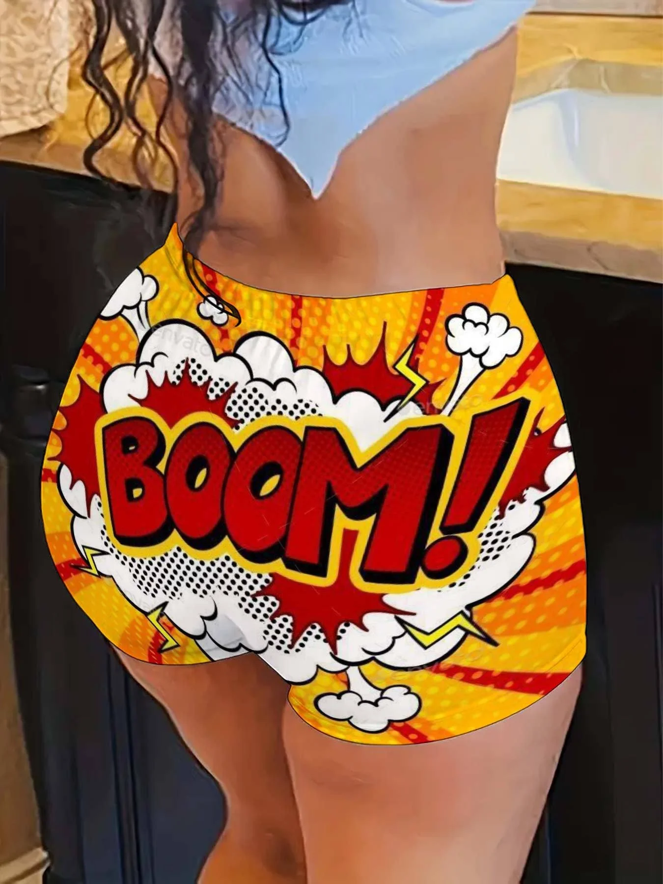 Orange Women's High Waist Stretchy Workout Shorts Yoga Running Pants with Bold BOOM! Graphic Design Yellow Red
Orange Women's High Waist Stretchy Workout Shorts Yoga Running Pants with Bold BOOM! Graphic Design Yellow Red