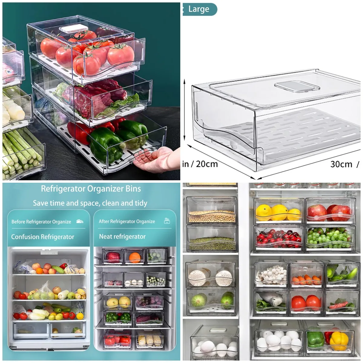 Штабелируемые контейнеры-органайзеры для холодильника, многоразовое хранилище для продуктов питания, без BPA (2 ящика, большие)
Штабелируемые контейнеры-органайзеры для холодильника, многоразовое хранилище для продуктов питания, без BPA (2 ящика, большие)