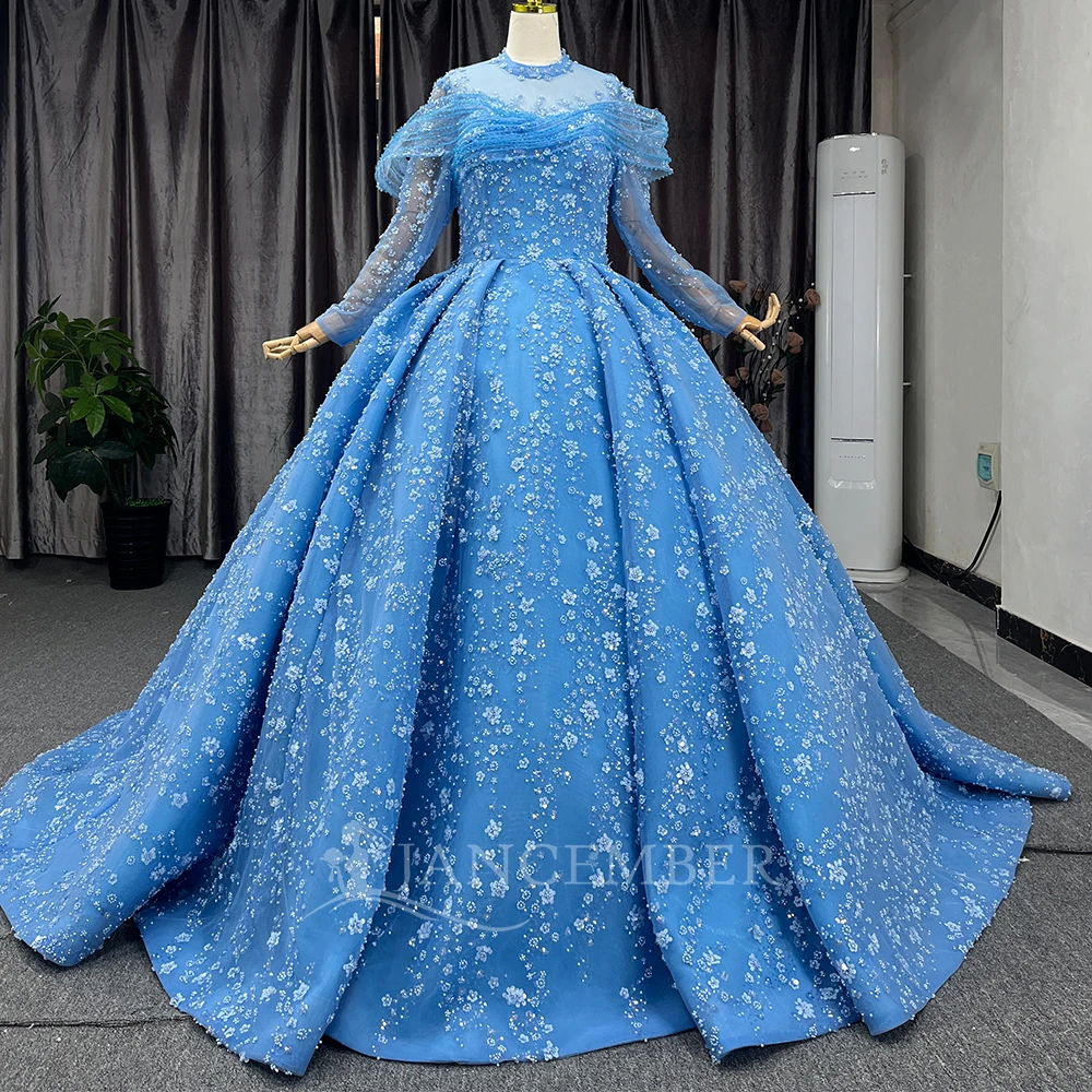 Luxury 3D Flower Muslim Fluffy Wedding Bridal Gowns Dresses Long Sleeves Shiny Glitter Evening Prom Ball Gown Lsch02
Luxury 3D Flower Muslim Fluffy Wedding Bridal Gowns Dresses Long Sleeves Shiny Glitter Evening Prom Ball Gown Lsch02