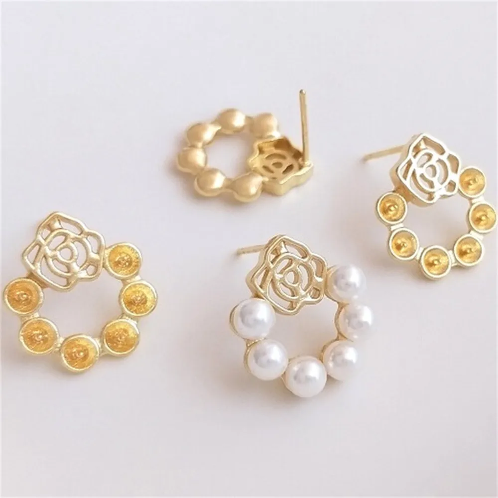 14K Gold Wrapped Rose Ring Half Hole Bead Bracelet Earrings 925 Silver Ear Needles DIY Handmade Pearl Empty Bracelet Earrings
14K Gold Wrapped Rose Ring Half Hole Bead Bracelet Earrings 925 Silver Ear Needles DIY Handmade Pearl Empty Bracelet Earrings