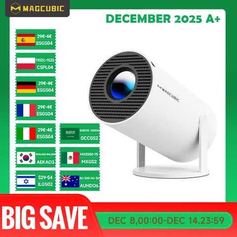 Magcubic Projector 8K Android 14 HY300 Pro Dual Wifi6 290ANSI Allwinner H726 BT5.4 1280*720P Cinema Outdoor Portable Projetor