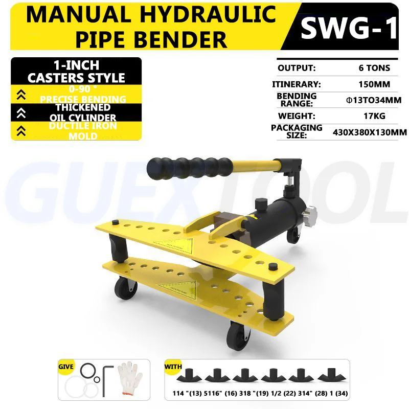 SWG-1 Hydraulic Pipe Bender Manual Bending Machine Galvanized Iron Tube Steel Pipe Bending Tool Seamless steel pipe bender
SWG-1 Hydraulic Pipe Bender Manual Bending Machine Galvanized Iron Tube Steel Pipe Bending Tool Seamless steel pipe bender