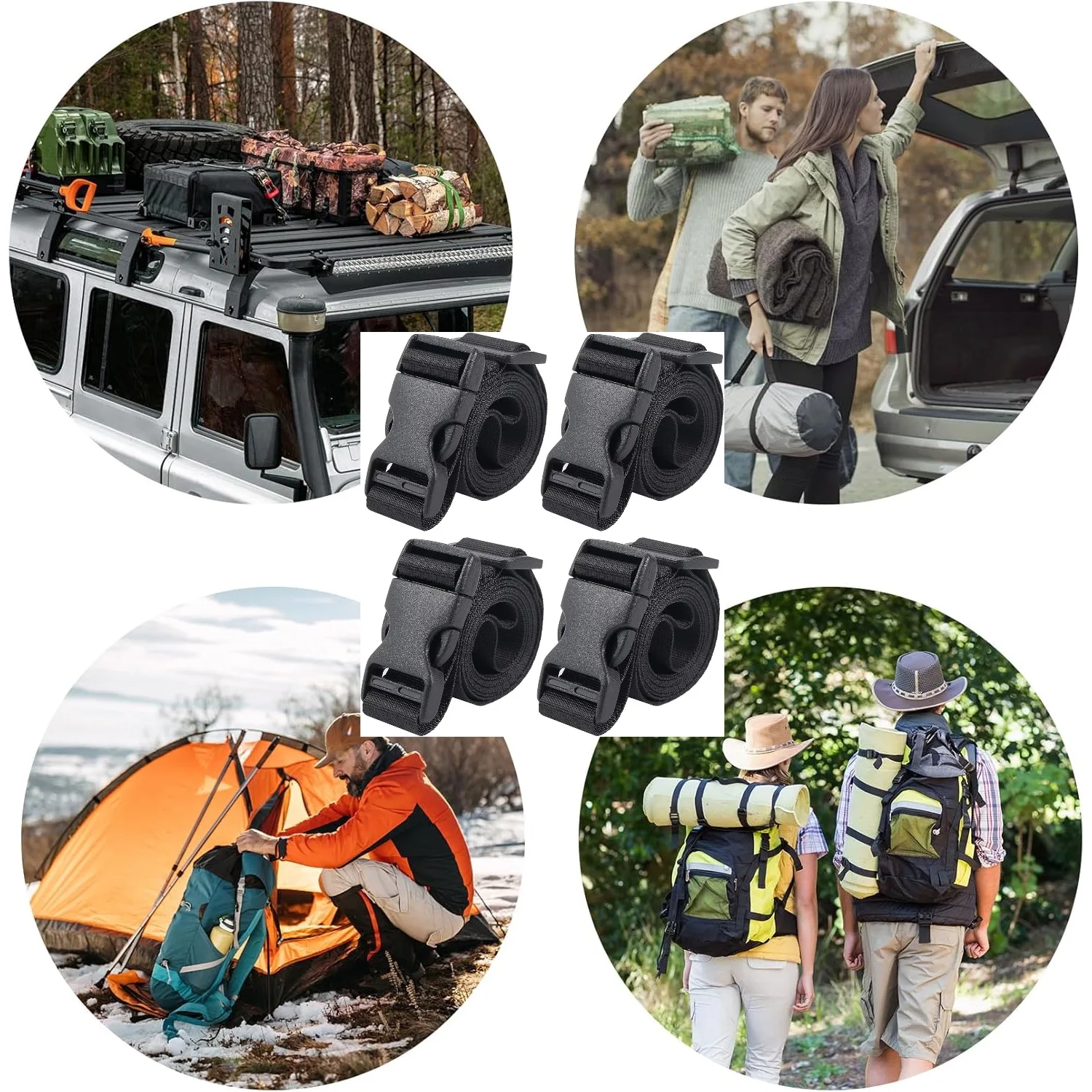 4 Pack Luggage Straps Nylon Backpack Accessory Utility Straps Quick Release Bag Strap Adjustable for Hiking Travel Outdoor Sport
4 Pack Luggage Straps Nylon Backpack Accessory Utility Straps Quick Release Bag Strap Adjustable for Hiking Travel Outdoor Sport