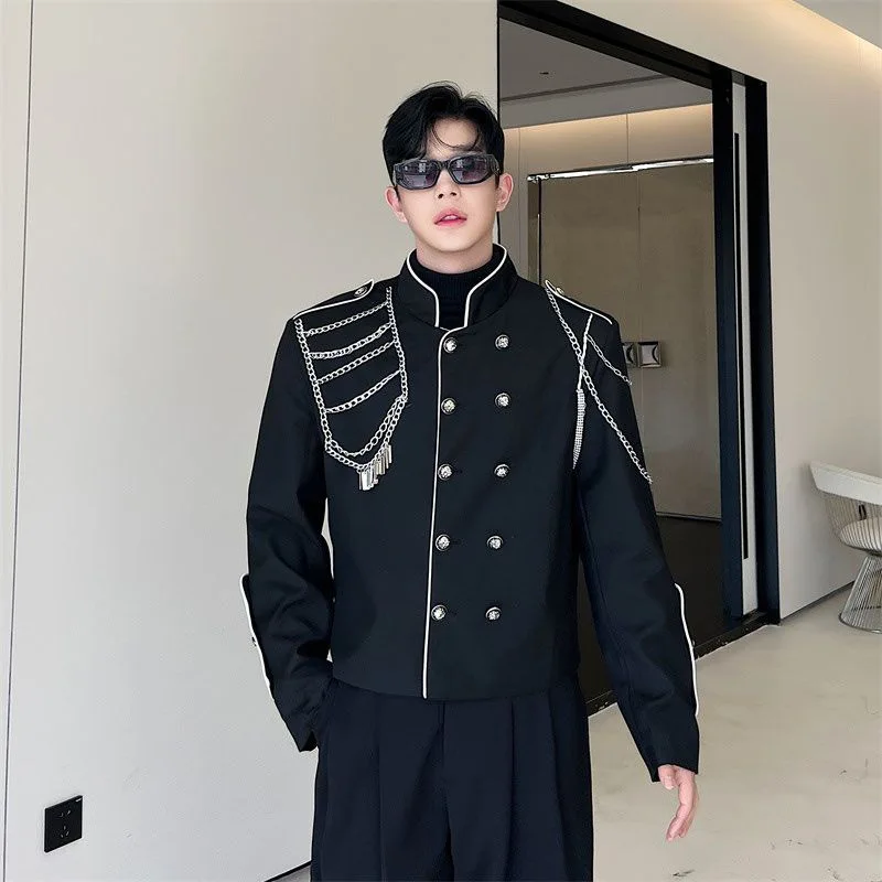 Men Black Formal Buttons Chain Tops Coat Jackets Male Formal Sexy Gentlemen Party Evening Coats Man Stand Neck Trendy Gothic Top
Men Black Formal Buttons Chain Tops Coat Jackets Male Formal Sexy Gentlemen Party Evening Coats Man Stand Neck Trendy Gothic Top
