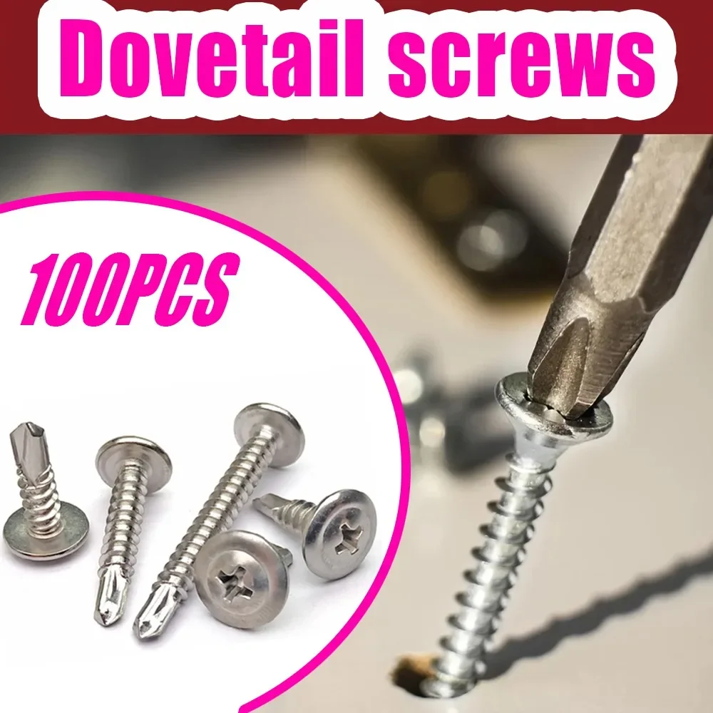 100 Pcs Self-Tapping Screws Large Flat Head Self-Drilling Screws Cross Recessed Self-Drilling Screws Suitable For Wood Fasteners
100 Pcs Self-Tapping Screws Large Flat Head Self-Drilling Screws Cross Recessed Self-Drilling Screws Suitable For Wood Fasteners
