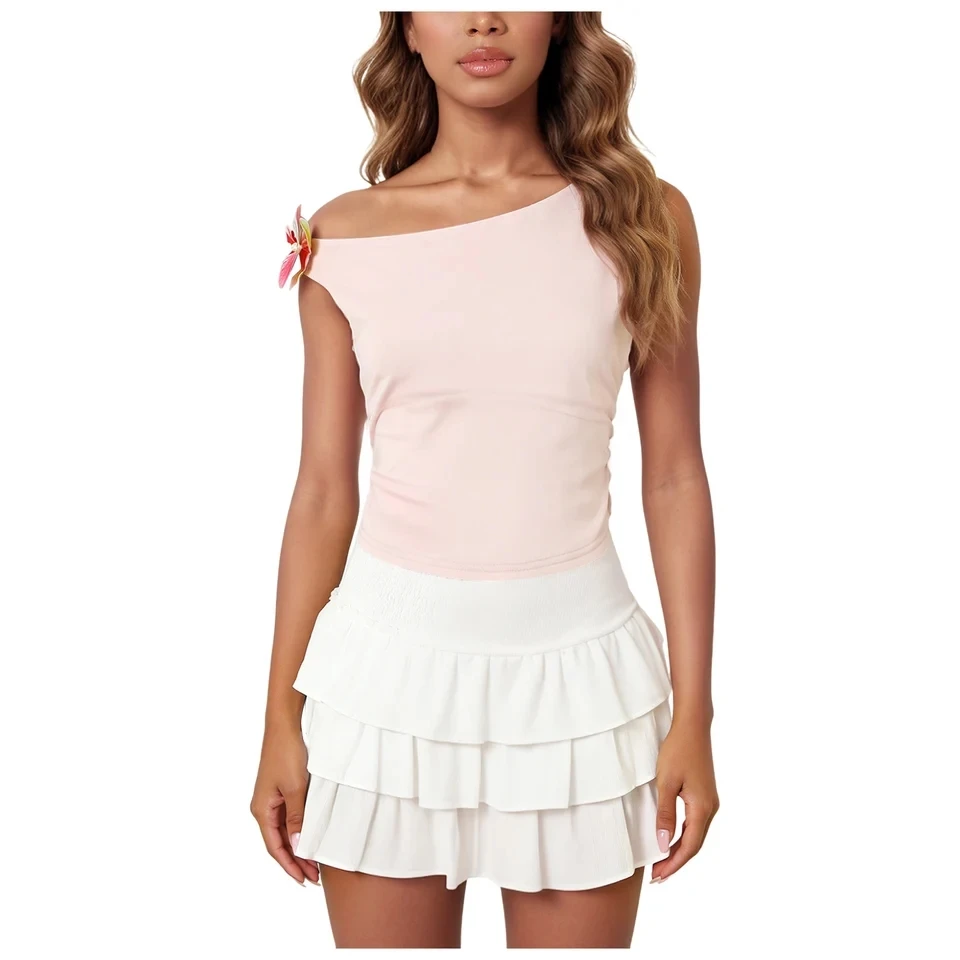 Ladies Off The Shoulder Crop Top Summer New Asymmetric Sleeveless T Shirts Solid Color Womens Tank Tops Y2K Clothes
Ladies Off The Shoulder Crop Top Summer New Asymmetric Sleeveless T Shirts Solid Color Womens Tank Tops Y2K Clothes