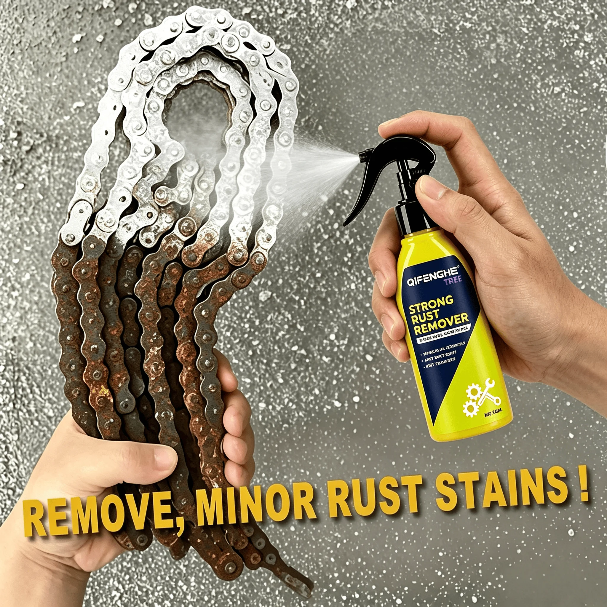 QiFENGHE® 150ML Powerful Rust Remover Spray Restore Brightness Effect Metal Cleaner for Car Rims Chrome Exhaust Pipe Rust Remova
QiFENGHE® 150ML Powerful Rust Remover Spray Restore Brightness Effect Metal Cleaner for Car Rims Chrome Exhaust Pipe Rust Remova