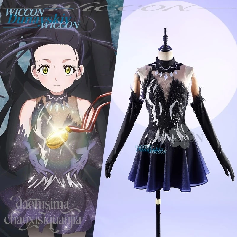 Jirai Kei Kamisaki Hikaru Handsome Punk Fashion Black Ice Skating Outfit Dress High Quality Wig Halloween Cosplay Anime Medalist
Jirai Kei Kamisaki Hikaru Handsome Punk Fashion Black Ice Skating Outfit Dress High Quality Wig Halloween Cosplay Anime Medalist