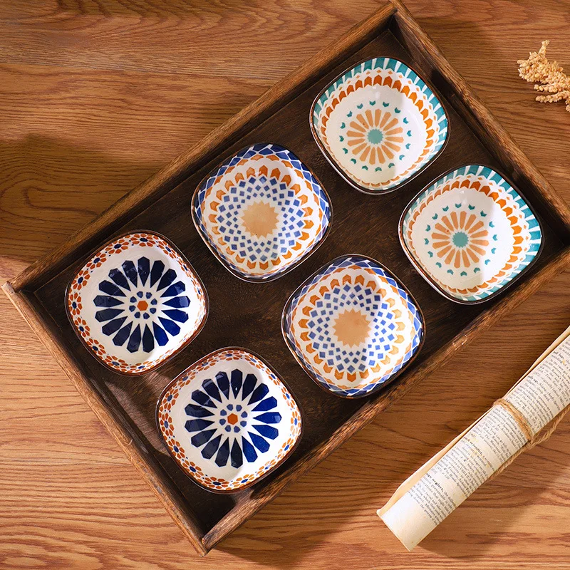 6pcs Ceramic Bohemian Spice Dish, Salad Bowl, Snack Dish, Fruit Platter For Home Restaurant, Party Gathering, BBQ Sauce Dish
6pcs Ceramic Bohemian Spice Dish, Salad Bowl, Snack Dish, Fruit Platter For Home Restaurant, Party Gathering, BBQ Sauce Dish