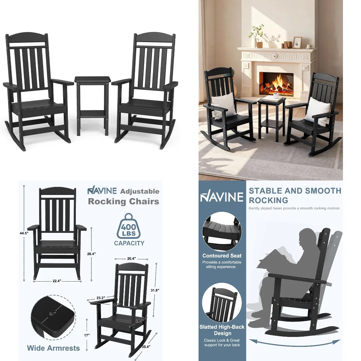 3-Piece Oversized HDPE High-Back Outdoor Rocking Chair Set with Side Table Patio Porch Backyard, Customized
3-Piece Oversized HDPE High-Back Outdoor Rocking Chair Set with Side Table Patio Porch Backyard, Customized