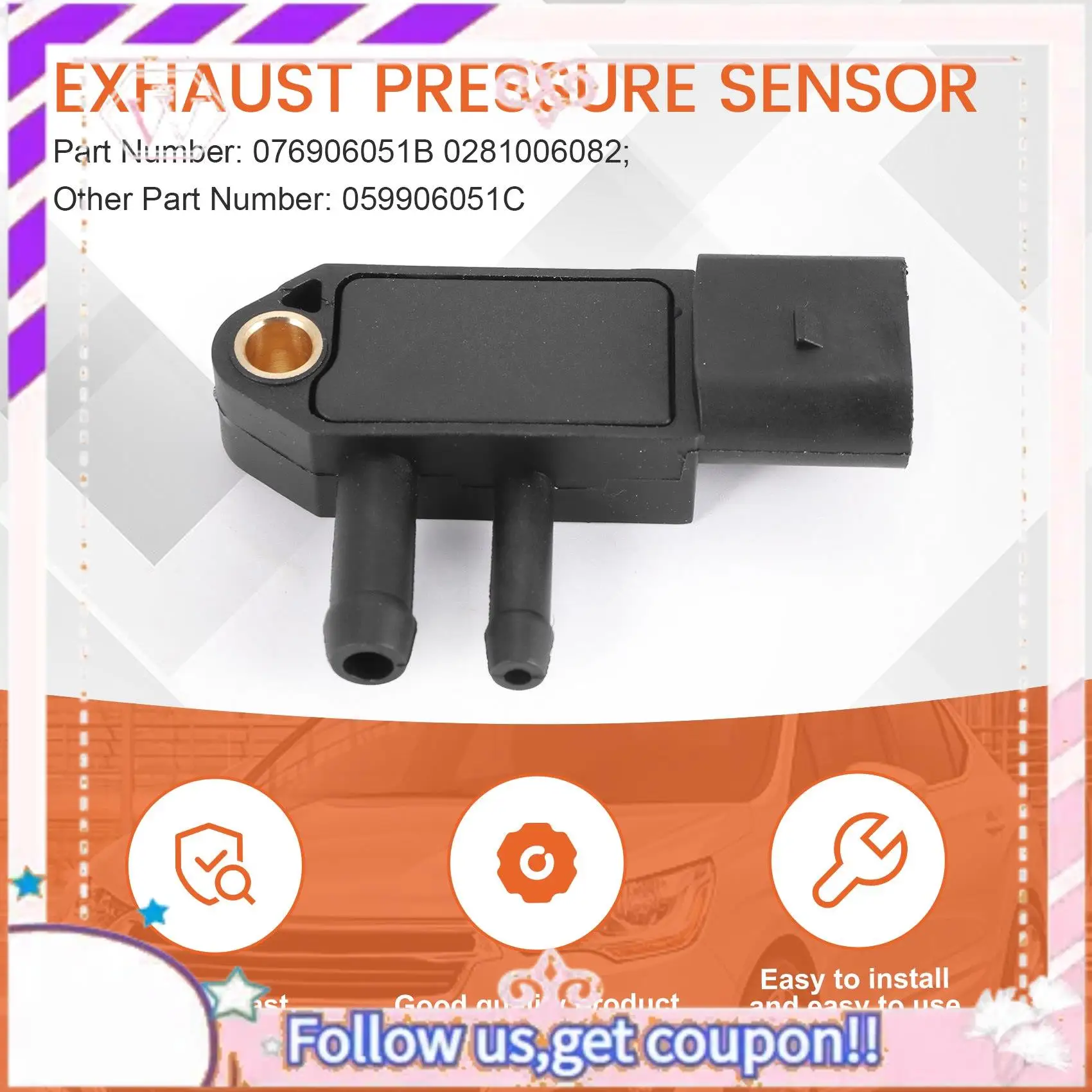 Portable DPF Exhaust Pressure Sensor 059906051C 076906051B 0281006082 0281006083 For -, Seat, Skoda Caddy Golf VI Touran
Portable DPF Exhaust Pressure Sensor 059906051C 076906051B 0281006082 0281006083 For -, Seat, Skoda Caddy Golf VI Touran