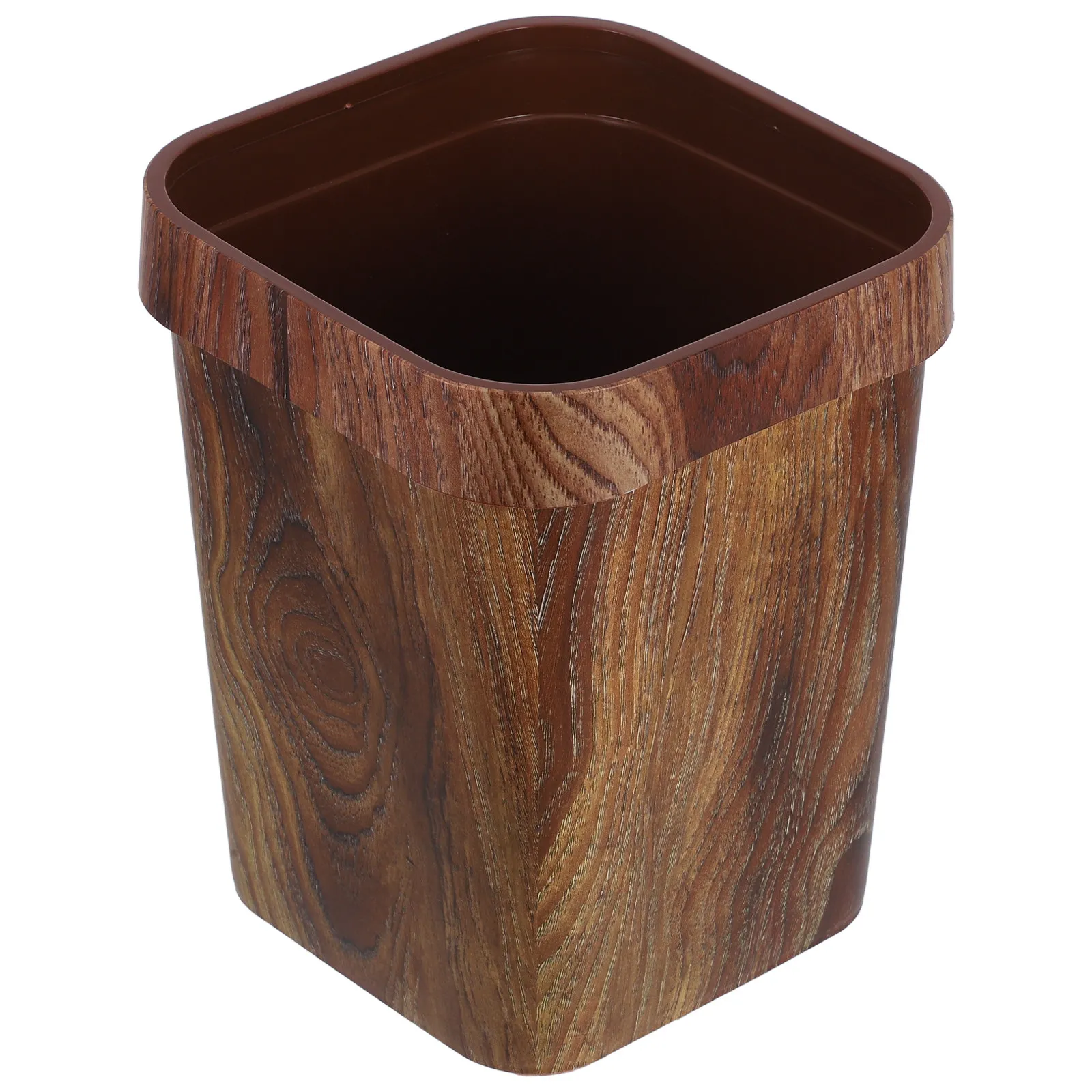 Modern Plastic Trash Can Wood Grain Finish Open Top Design Removable Bag Ring Compact Decorative Bin for Bathroom Bedroom Office
Modern Plastic Trash Can Wood Grain Finish Open Top Design Removable Bag Ring Compact Decorative Bin for Bathroom Bedroom Office
