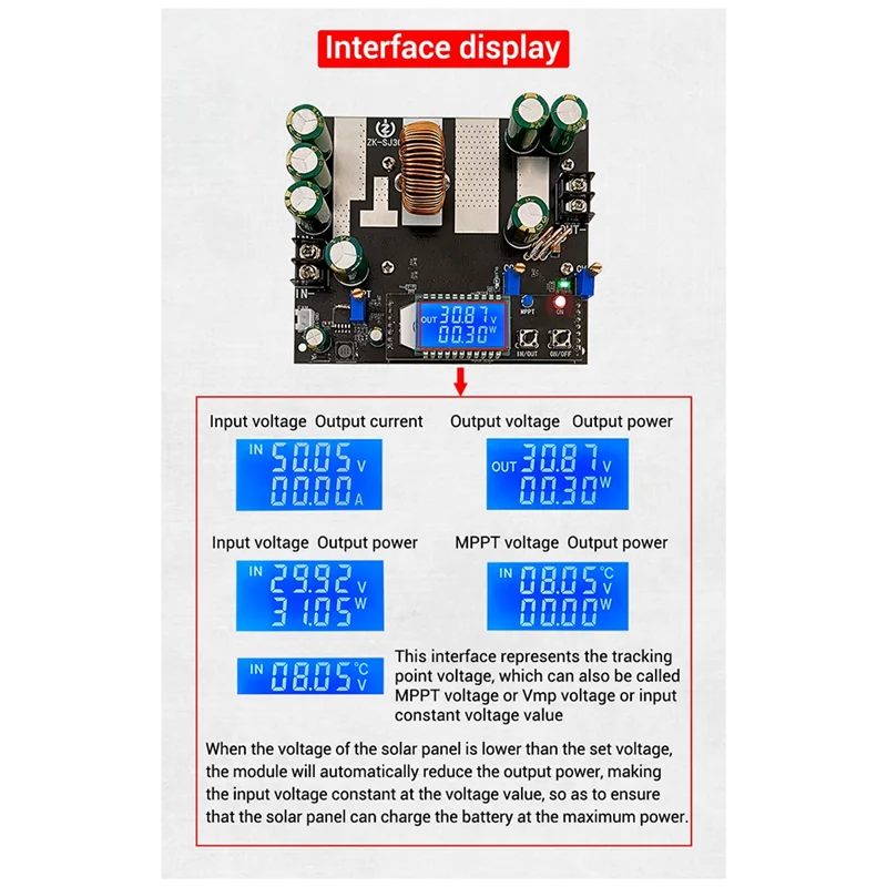 A96I-ZK-SJ30 700W Synchronous Rectification 30A Automatic Buck-Boost Power Module Solar Charging MPPT
A96I-ZK-SJ30 700W Synchronous Rectification 30A Automatic Buck-Boost Power Module Solar Charging MPPT