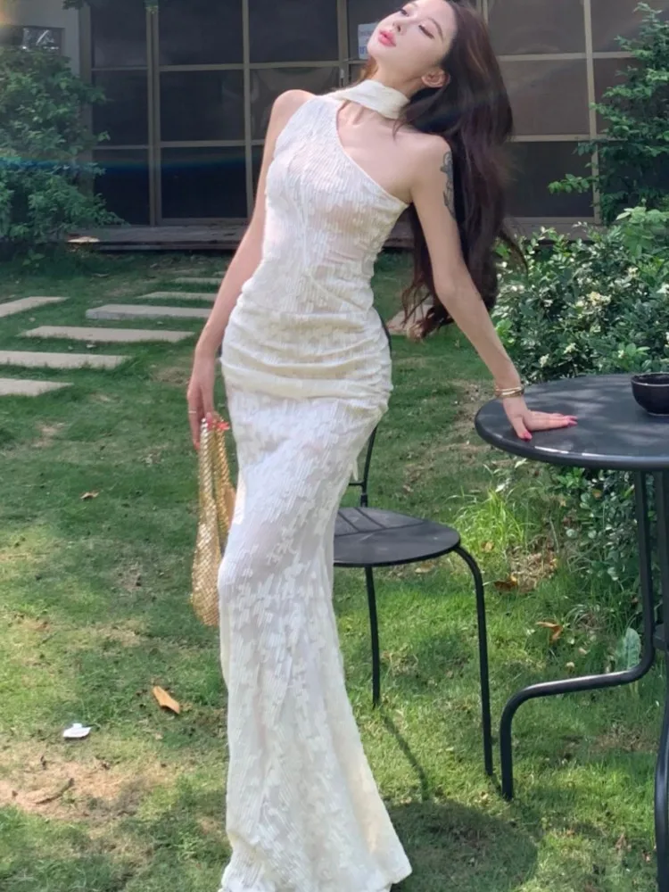 Women Sexy Lace Belt Slant Shoulder Long Dress Sleeveless Slim Stretch Bodycon Mermaid Dress Pretty Elegant Party Gown Holiday
Women Sexy Lace Belt Slant Shoulder Long Dress Sleeveless Slim Stretch Bodycon Mermaid Dress Pretty Elegant Party Gown Holiday