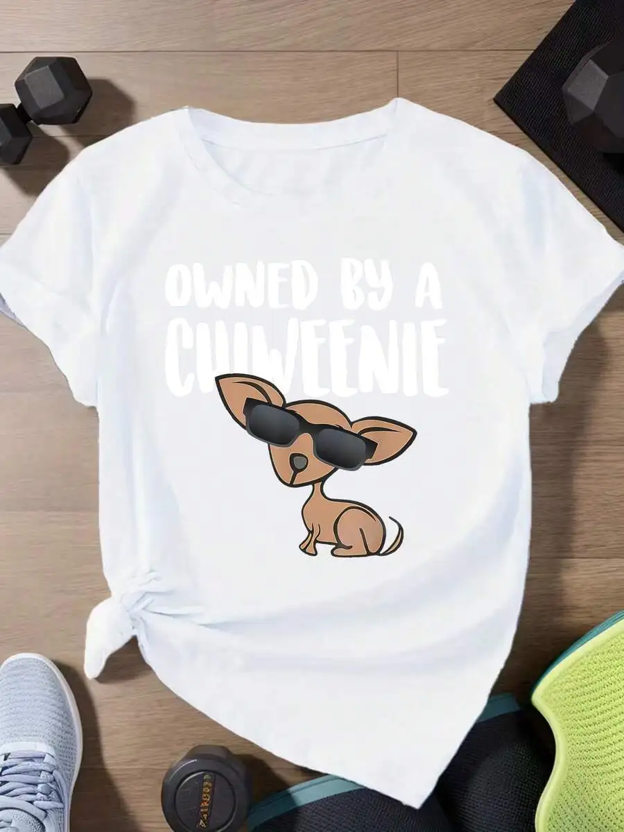 Chihuahua Cartoon Print Sunglasses Owned By A Chweenie Graphic Tee Loose Fit Short Sleeve Cotton T-Shirt For Adults
Chihuahua Cartoon Print Sunglasses Owned By A Chweenie Graphic Tee Loose Fit Short Sleeve Cotton T-Shirt For Adults