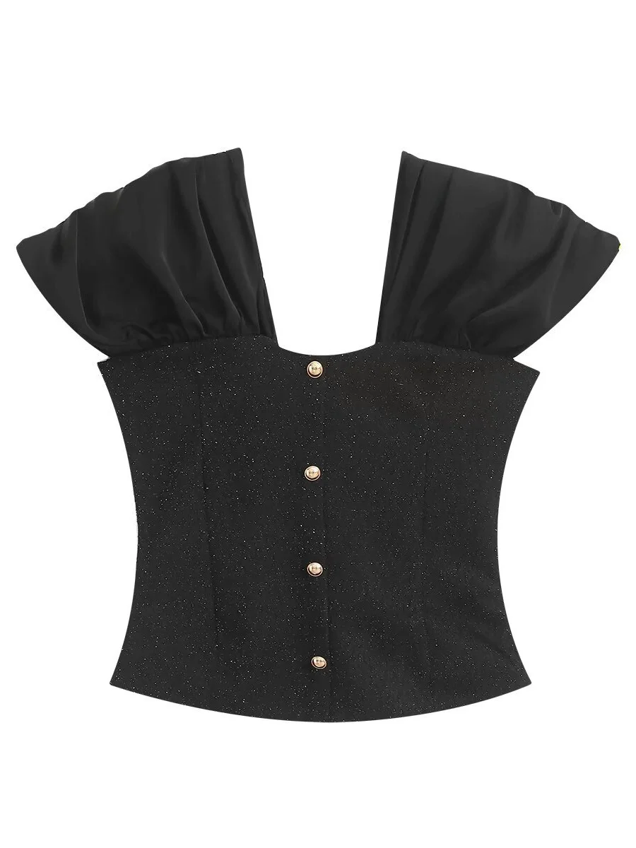 Withered Versatile Bubble Short Sleeve Coarse Hemp Splicing Top T-shirt Woman Clothes Female Clothing
Withered Versatile Bubble Short Sleeve Coarse Hemp Splicing Top T-shirt Woman Clothes Female Clothing