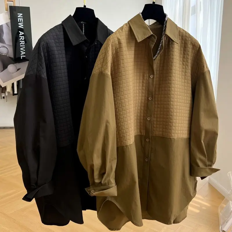 Spring Autumn Solid Color Fashion Long Sleeve Shirt Women High Street Casual Plaid Patchwork Button Cardigan Youth All-match Top
Spring Autumn Solid Color Fashion Long Sleeve Shirt Women High Street Casual Plaid Patchwork Button Cardigan Youth All-match Top