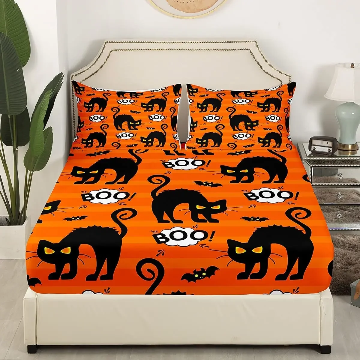 Black Cat Fitted Sheet Halloween Decor Bedding Set for Child Girl Youth Abstract Bat Shadow Pattern Backdrop Halloween Full Size
Black Cat Fitted Sheet Halloween Decor Bedding Set for Child Girl Youth Abstract Bat Shadow Pattern Backdrop Halloween Full Size