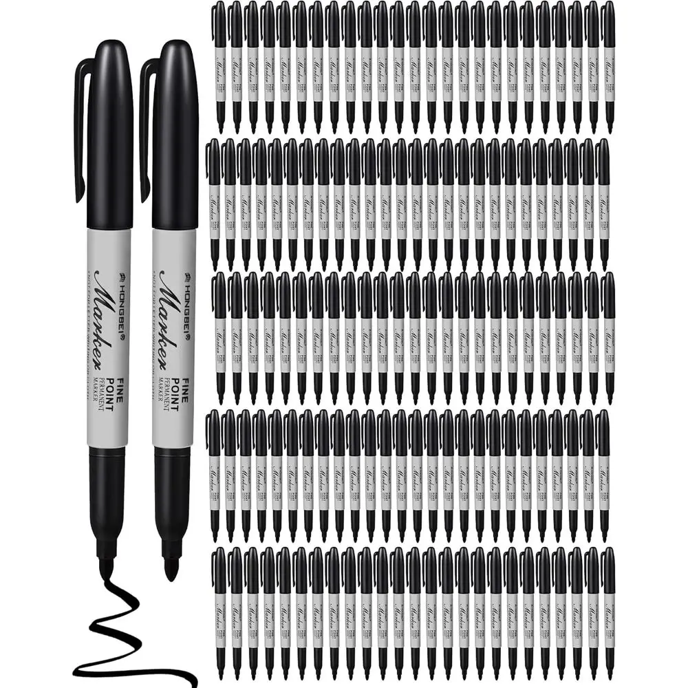 100 Pack Black Permanent Markers - Fine Point Quick Dry Waterproof Pens for Doodling, Writing, Classroom, and Marking on Various
100 Pack Black Permanent Markers - Fine Point Quick Dry Waterproof Pens for Doodling, Writing, Classroom, and Marking on Various