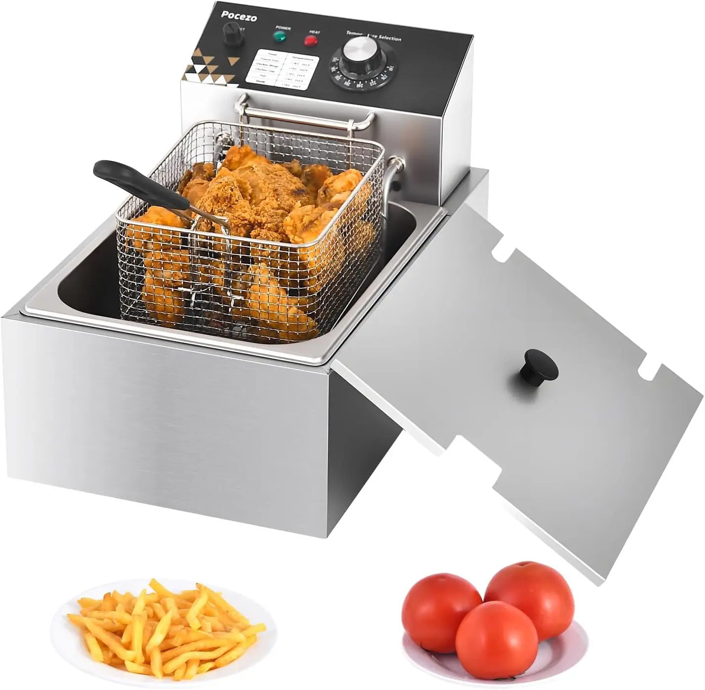 1700W Stainless Steel Deep Fryer with Basket, 9.1Qt Oil Tank & 4Qt Basket, Temperature Control for Home & Commercial Use
1700W Stainless Steel Deep Fryer with Basket, 9.1Qt Oil Tank & 4Qt Basket, Temperature Control for Home & Commercial Use