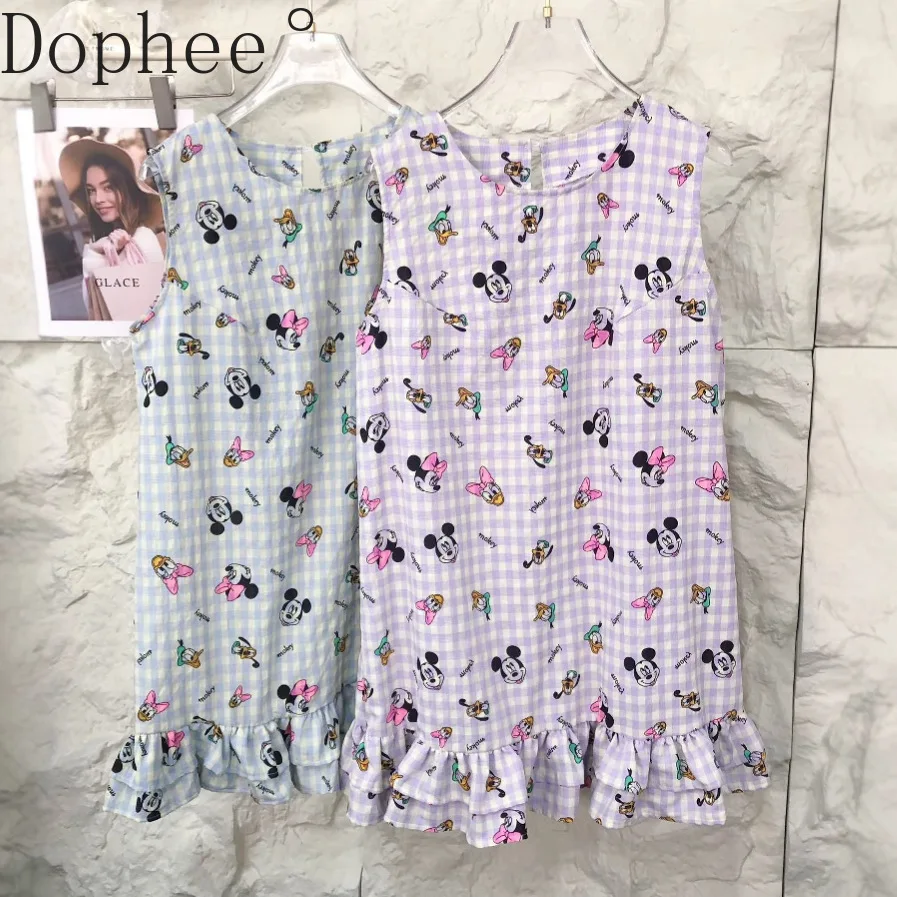 2025 New Summer Loose Sleeveless A-line Dress All-match O-neck Pullover Top Cute Cartoon Printing Ruffles Casual Doll Tees Dress
2025 New Summer Loose Sleeveless A-line Dress All-match O-neck Pullover Top Cute Cartoon Printing Ruffles Casual Doll Tees Dress