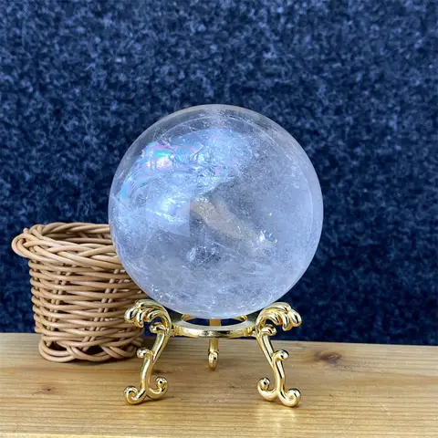 1PC Natural White Quartz Crystal Healing Energy Ball Reiki Gemstone Clear Crystal Specimen for Wealth Feng Shui Home Decor