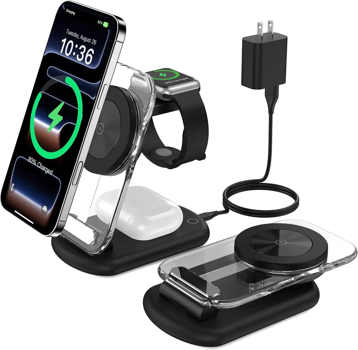 3 in 1 Magnetic Wireless Charging Station, Fast Foldable Travel Mag-Safe Charger Stand with Night Light
3 in 1 Magnetic Wireless Charging Station, Fast Foldable Travel Mag-Safe Charger Stand with Night Light