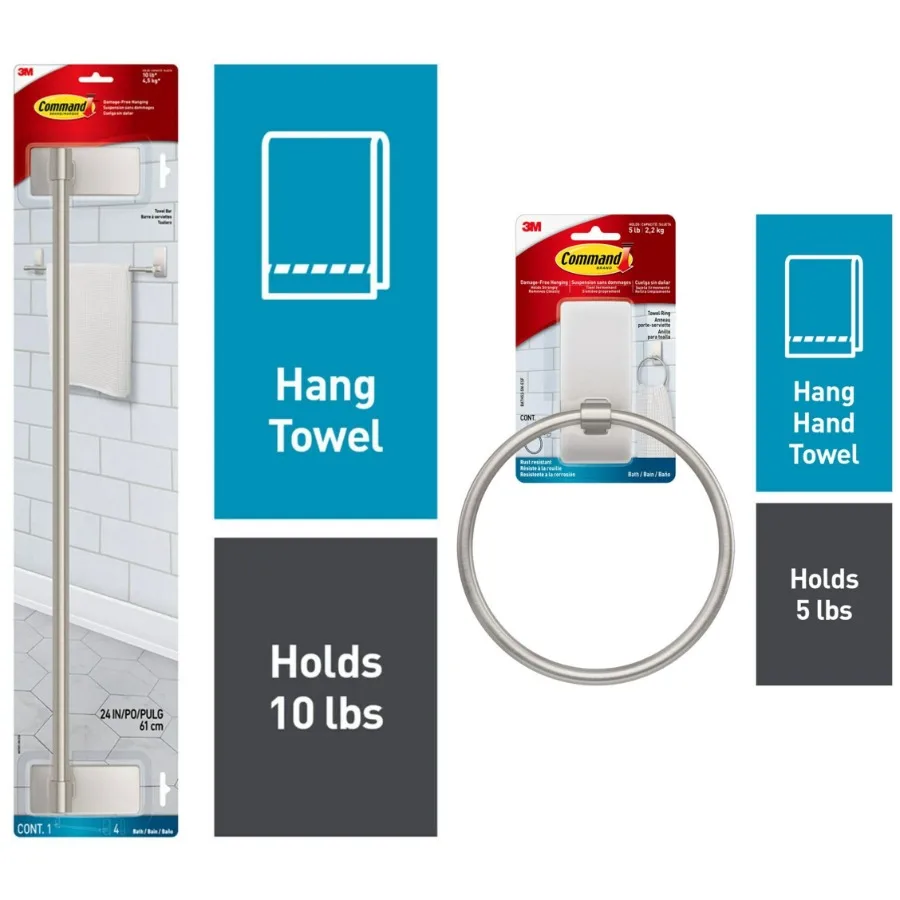 Bath Satin Nickel Towel Ring and Bath Satin Nickel Towel Bar
Bath Satin Nickel Towel Ring and Bath Satin Nickel Towel Bar