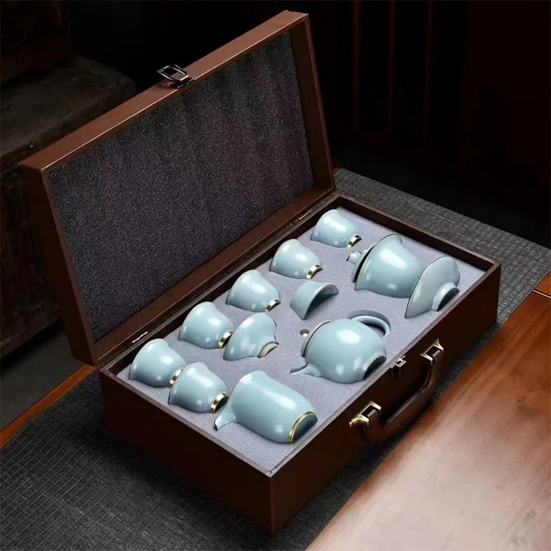 Festival Gift Ru Kiln Tea Set, High end Gift Box Set Company Opening Event Opening Companion Gift Set
Festival Gift Ru Kiln Tea Set, High end Gift Box Set Company Opening Event Opening Companion Gift Set