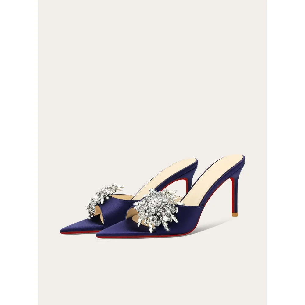 Pointed Toe Open Toe High Heel Sandals Women Luxury Blue Crystal Flower Slides
Pointed Toe Open Toe High Heel Sandals Women Luxury Blue Crystal Flower Slides