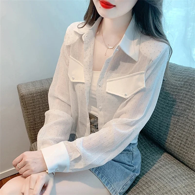 2025 New Summer Sunscreen Clothing For Women Hot Stamping Design Tie Sweet Chiffon Shirt Blouse Loose Female Shirts Top
2025 New Summer Sunscreen Clothing For Women Hot Stamping Design Tie Sweet Chiffon Shirt Blouse Loose Female Shirts Top